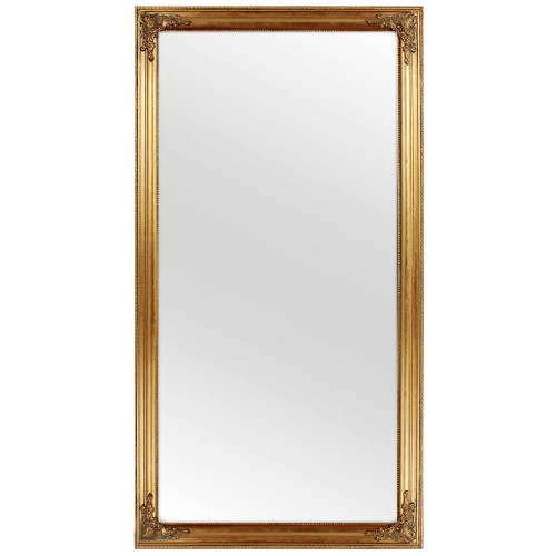 Prostokątne lustro w złotej ramie fazowane 54825