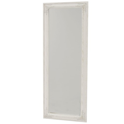 Rustykalne lustro z fazowaną taflą w białej ramie 
 119074