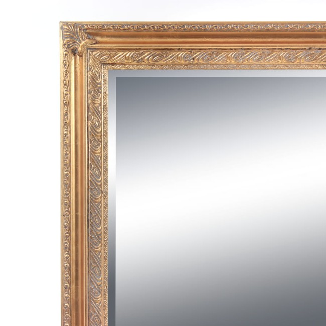 Fazowane lustro w złotej prostokątnej ramie 47592