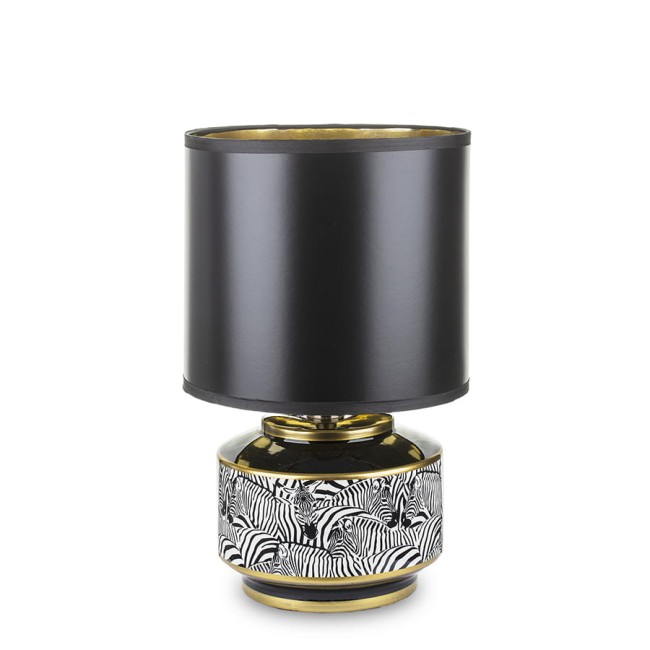 Stylowa ceramiczna lampa z czarnym abażurem 131239