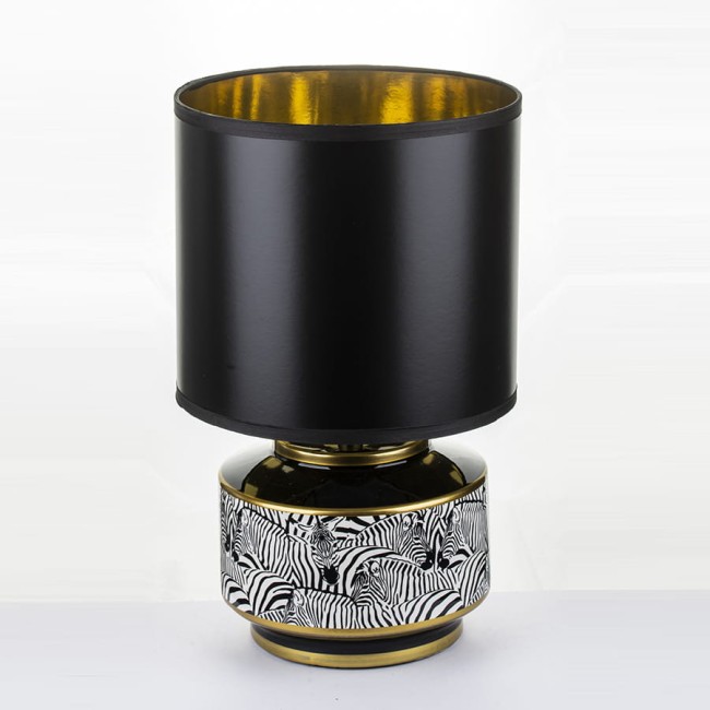 Stylowa ceramiczna lampa z czarnym abażurem 131239