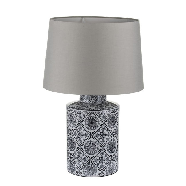 Stylowa ceramiczna lampa w kwiaty z białym abażurem 131237