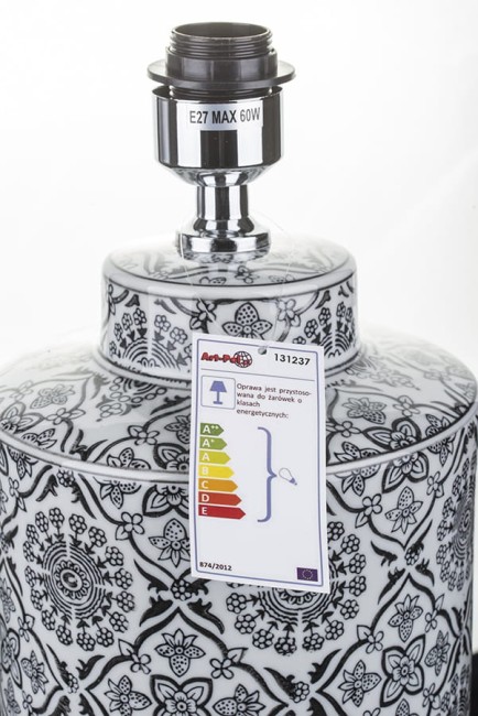 Stylowa ceramiczna lampa w kwiaty z białym abażurem 131237