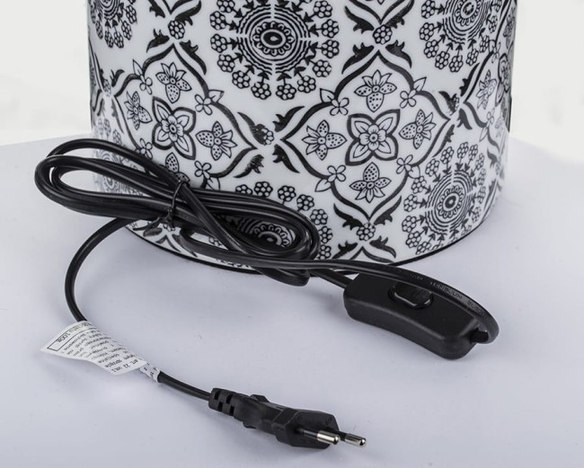 Stylowa ceramiczna lampa w kwiaty z białym abażurem 131237