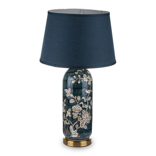 Duża ceramiczna lampa retro w kwiaty 131241