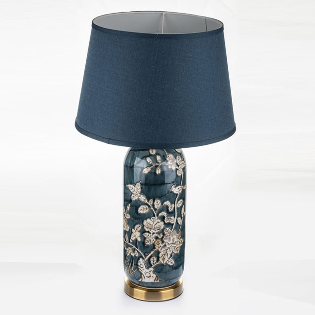 Duża ceramiczna lampa retro w kwiaty 131241