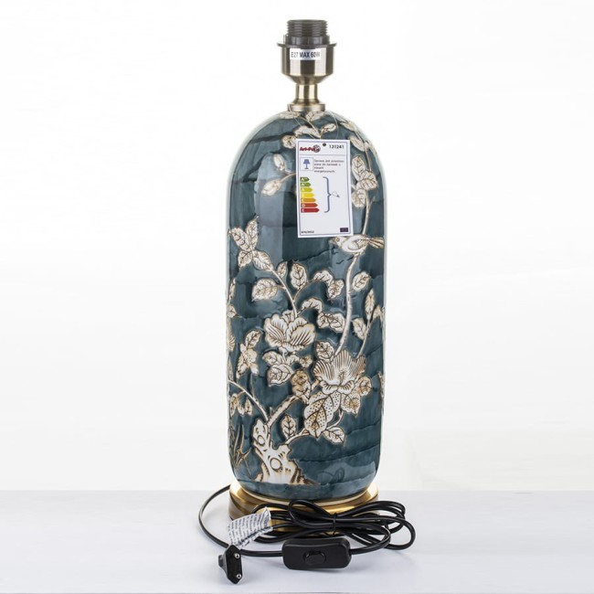 Duża ceramiczna lampa retro w kwiaty 131241