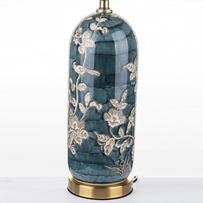 Duża ceramiczna lampa retro w kwiaty 131241