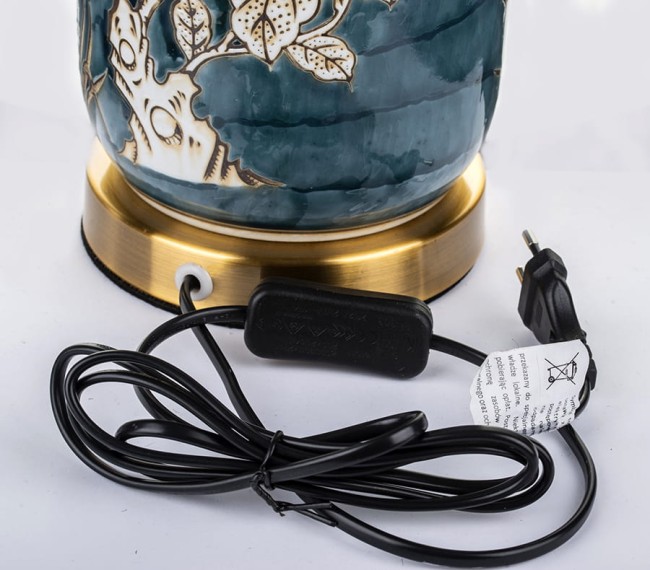 Duża ceramiczna lampa retro w kwiaty 131241