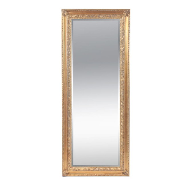 Fazowane lustro w złotej prostokątnej ramie 47592