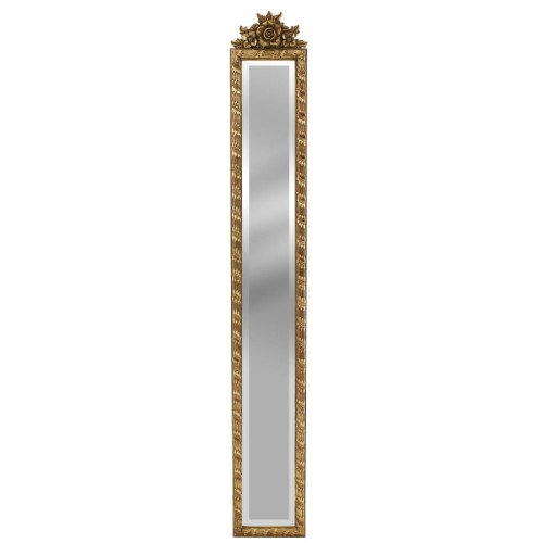 Lustro w złotej ramie z pięknym zdobieniem szczytowym 63743