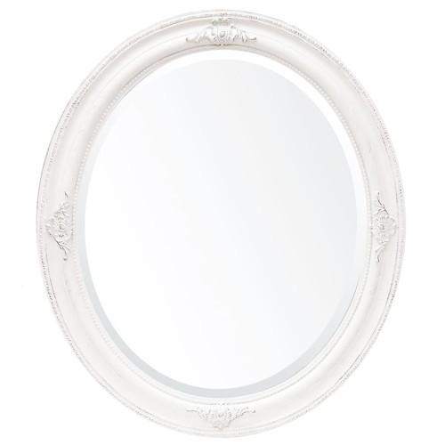 Stylowe białe lustro w owalnej ramie 111043A