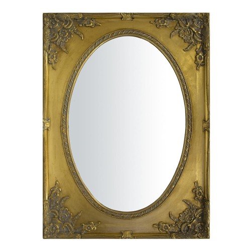Owalne lustro w prostokątnej, złotej ramie 47590