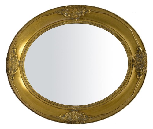 Owalne złote lustro w rzeźbionej ramie 47574