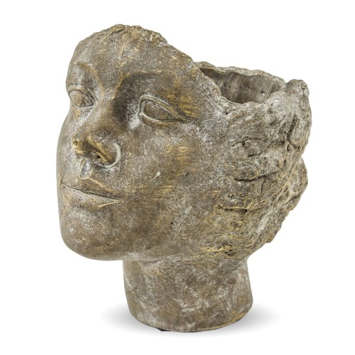 Szara osłonka na doniczkę głowa 121093