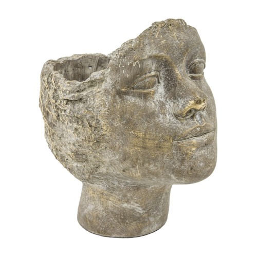 Szara osłonka na doniczkę głowa 121093