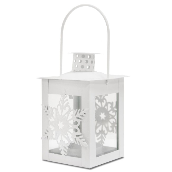 Biały świąteczny lampion z metalu 110513