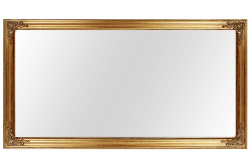 Prostokątne lustro w złotej ramie fazowane 54825