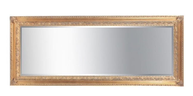 Fazowane lustro w złotej prostokątnej ramie 47592
