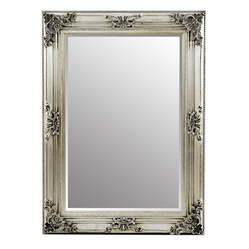 Wiszące lustro w solidnej, srebrnej ramie 123010