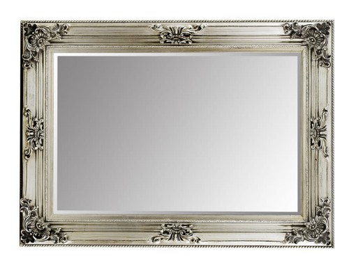 Wiszące lustro w solidnej, srebrnej ramie 123010