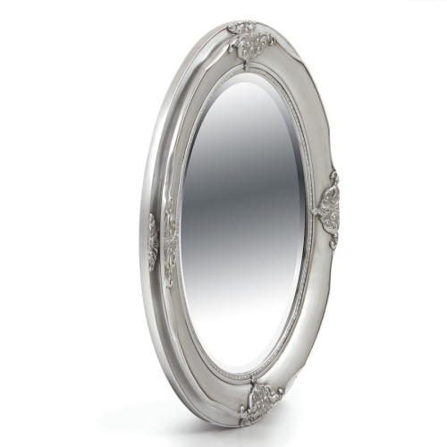 Owalne Lustro Dekoracyjne Srebrne 62358