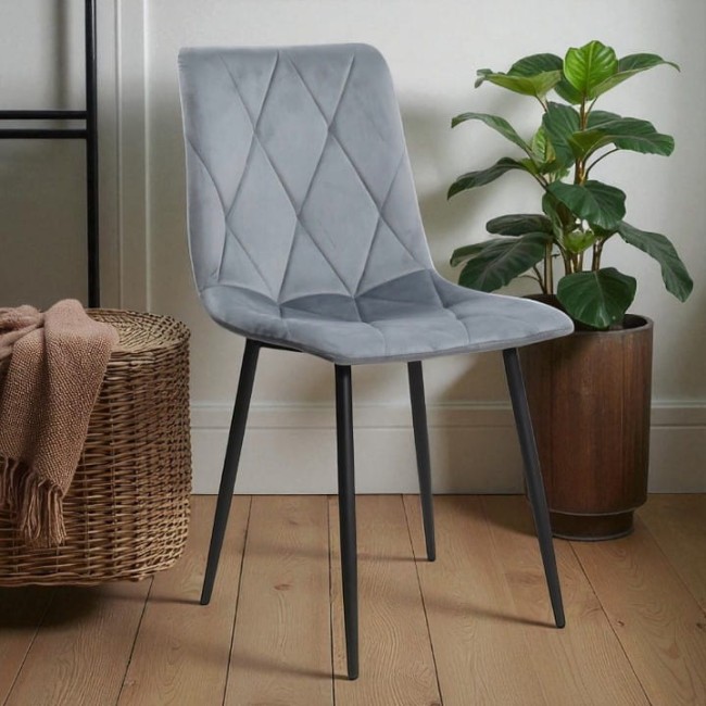 STÓŁ OKRĄGŁY 100 CM + 4 KRZESŁA WELUROWE SZARE DO JADALNI SALONU LOFT