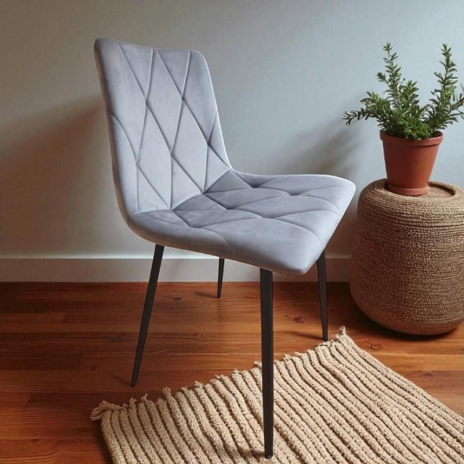 STÓŁ OKRĄGŁY 100 CM + 4 KRZESŁA WELUROWE SZARE DO JADALNI SALONU LOFT