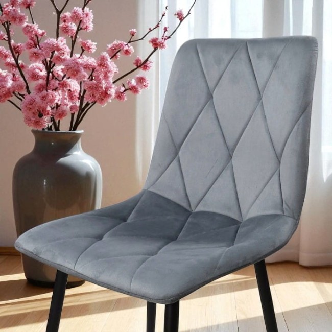 STÓŁ OKRĄGŁY 100 CM + 4 KRZESŁA WELUROWE SZARE DO JADALNI SALONU LOFT