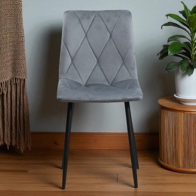 STÓŁ OKRĄGŁY 100 CM + 4 KRZESŁA WELUROWE SZARE DO JADALNI SALONU LOFT