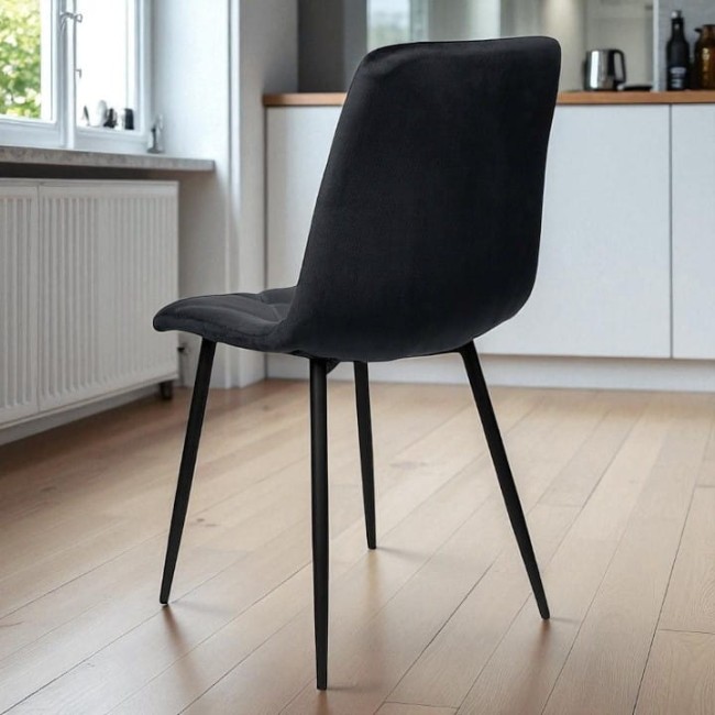 STÓŁ OKRĄGŁY 100 CM + 4 KRZESŁA WELUROWE CZARNE DO JADALNI SALONU LOFT