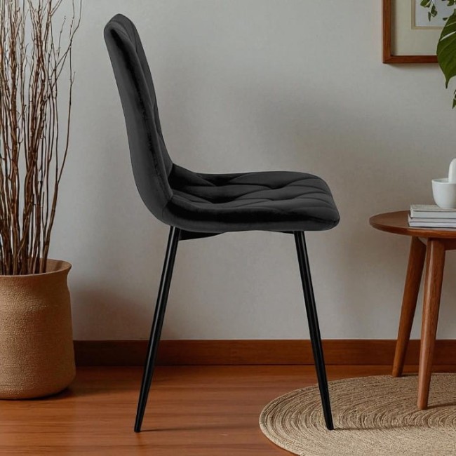 STÓŁ OKRĄGŁY 100 CM + 4 KRZESŁA WELUROWE CZARNE DO JADALNI SALONU LOFT