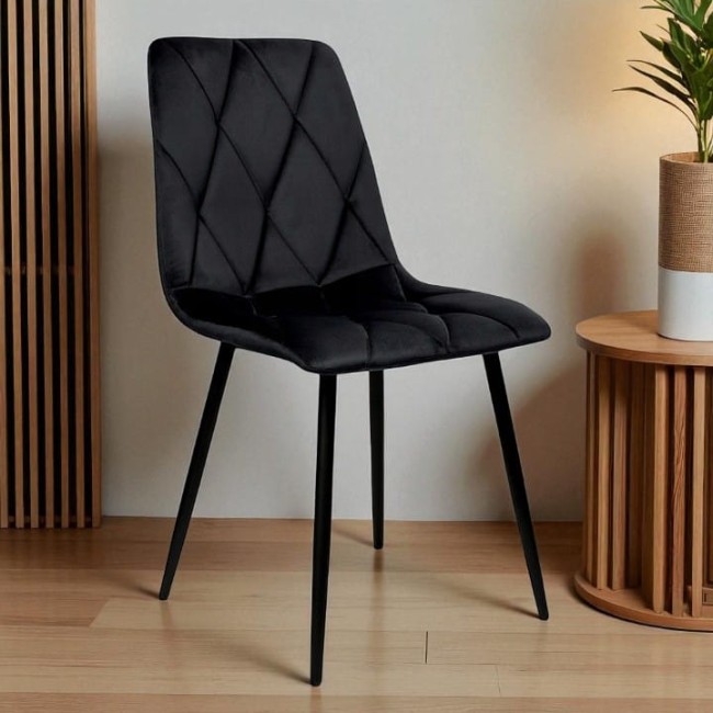 STÓŁ OKRĄGŁY 100 CM + 4 KRZESŁA WELUROWE CZARNE DO JADALNI SALONU LOFT