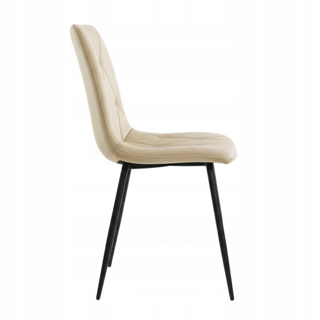 Nowoczesne welurowe krzesło w kolorze beżowym w romby