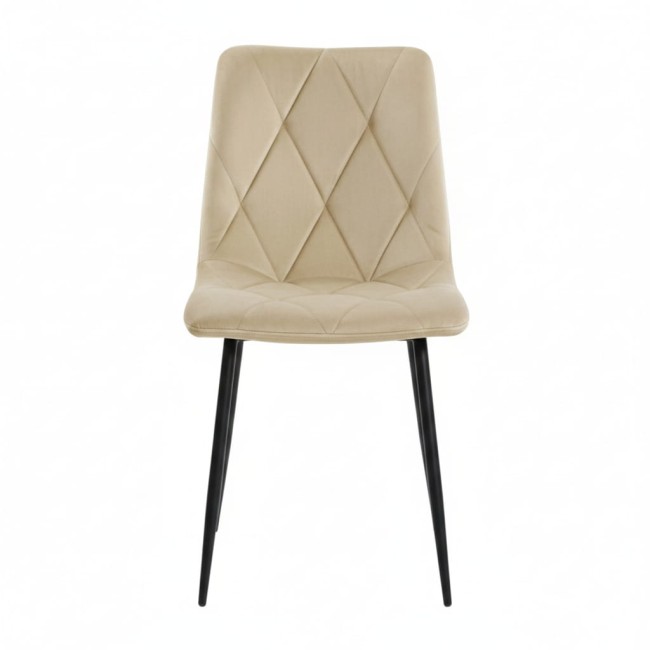 Nowoczesne welurowe krzesło w kolorze beżowym w romby