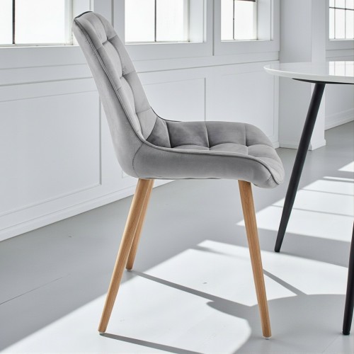 Nowoczesne kubełkowe welurowe krzesło w kolorze szarym w kwadraty Premium