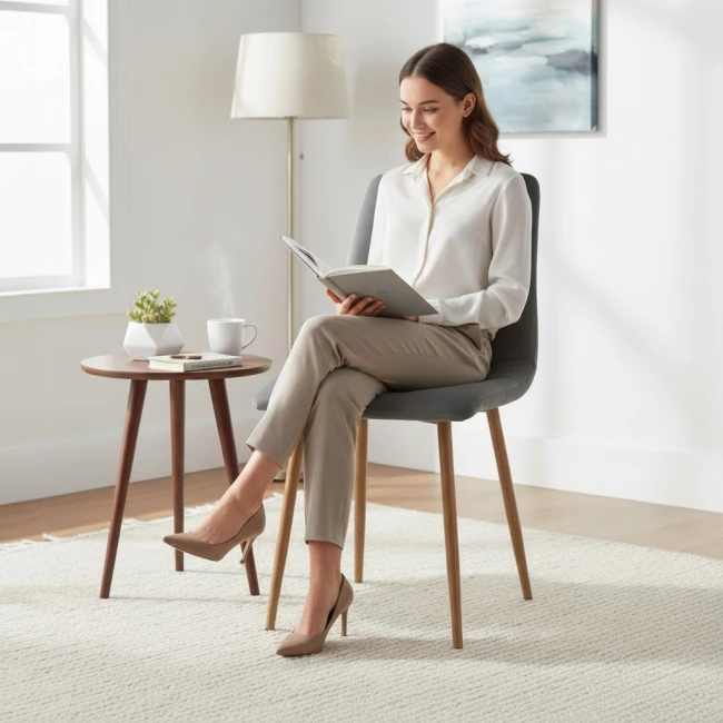 Nowoczesne Krzesło Tapicerowane Szare , Dębowe Nogi