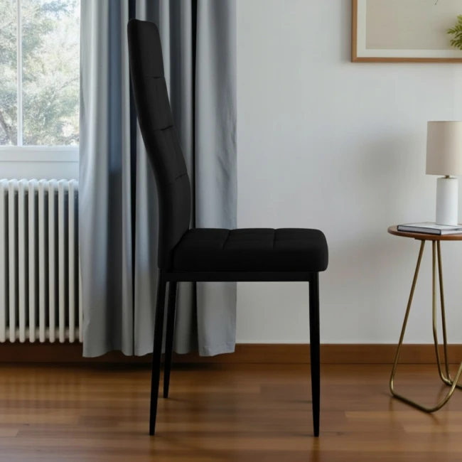 KRZESŁO TAPICEROWANE CZARNE WELUROWE NOWOCZESNE JADALNIANE DO SALONU KUCHNI