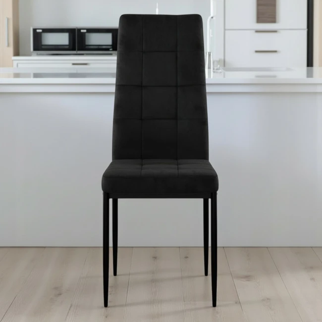 KRZESŁO TAPICEROWANE CZARNE WELUROWE NOWOCZESNE JADALNIANE DO SALONU KUCHNI