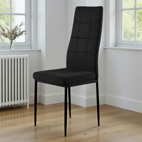 KRZESŁO TAPICEROWANE CZARNE WELUROWE NOWOCZESNE JADALNIANE DO SALONU KUCHNI