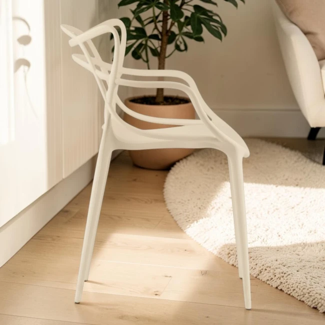 Ażurowe krzesło khaki kremowe eleganckie do salonu hotelu
