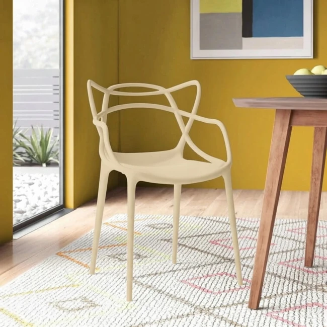Ażurowe krzesło khaki kremowe eleganckie do salonu hotelu