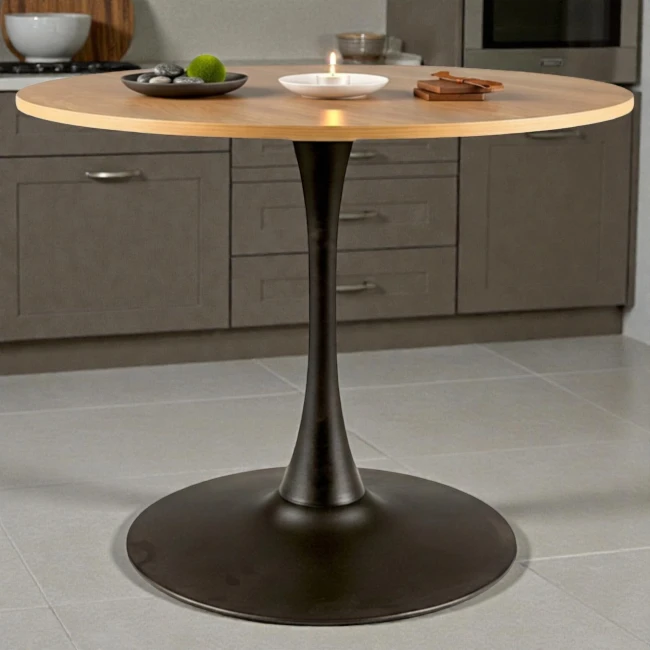 Stół Okrągły Dębowy Skandynawski 80 cm Stolik