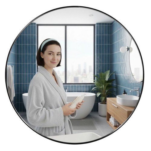 Lustro w kolorze czarnym Loftowe aluminiowe 60 cm