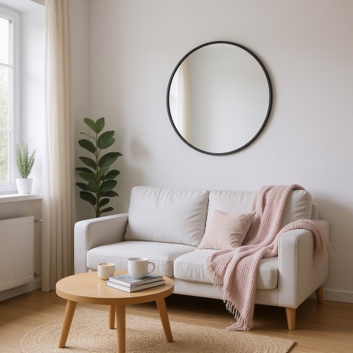 Lustro w czarnej aluminiowej ramie 80 cm LOFT