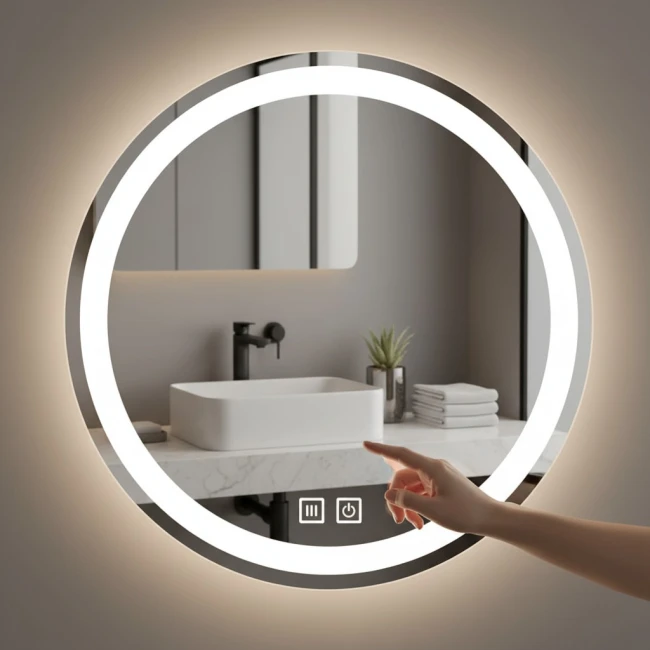 Lustro LED Okrągłe z Podświetleniem 3 tryby 80 cm i Funkcją Anti-Fog
