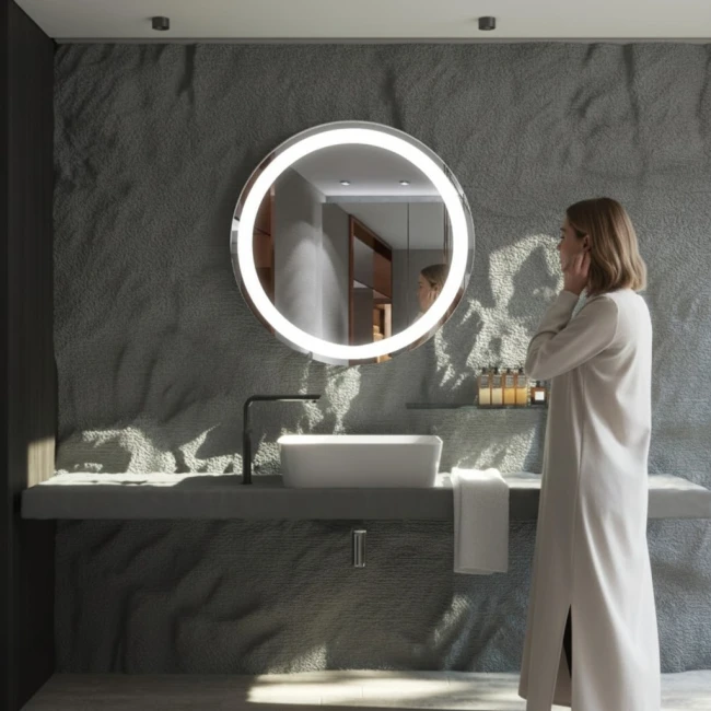 Lustro LED Okrągłe z Podświetleniem 3 tryby 80 cm i Funkcją Anti-Fog