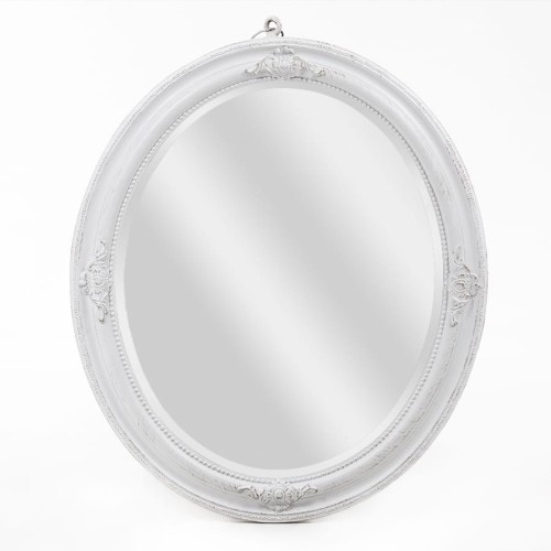 Stylowe białe lustro w owalnej ramie 111043A