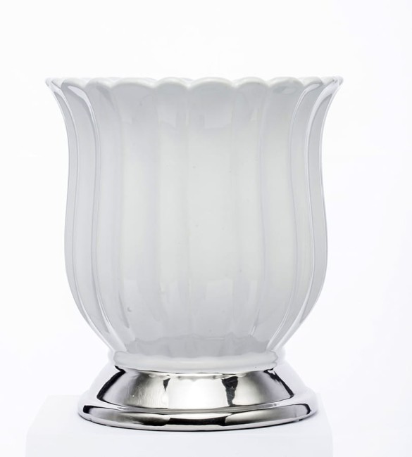 Ceramiczna biała osłonka na doniczkę 130934