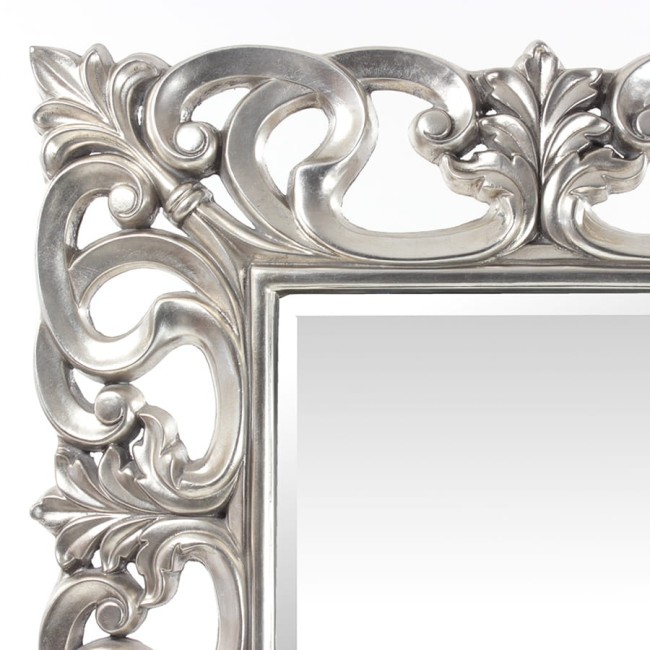 Dekoracyjne lustro ze srebrną ramą 78673